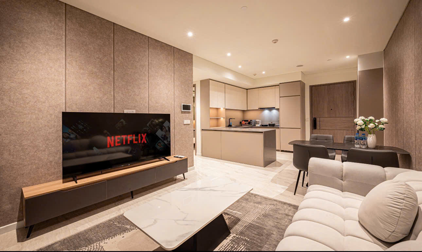 호치민 메트로폴 오페라 아파트 침실 공간, 장기 거주에 적합한 고급 침실 구조