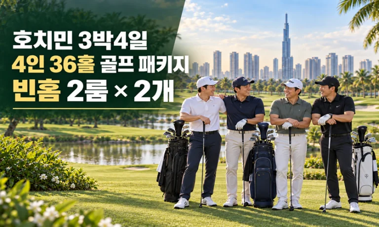 호치민 3박4일 4인 36홀 골프 패키지｜빈홈 2룸 2개